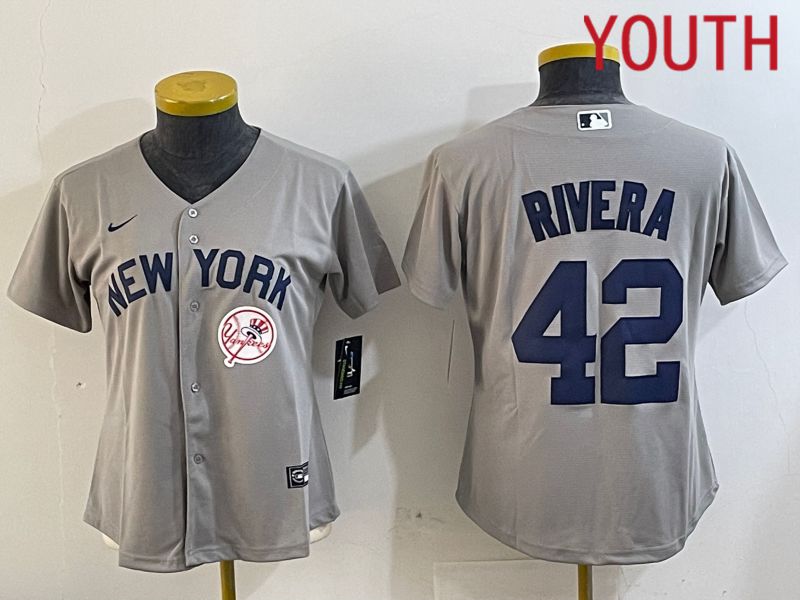 Youth New York Yankees #42 Rivera Grey Game Nike 2024 MLB Jersey style 3->youth mlb jersey->Youth Jersey